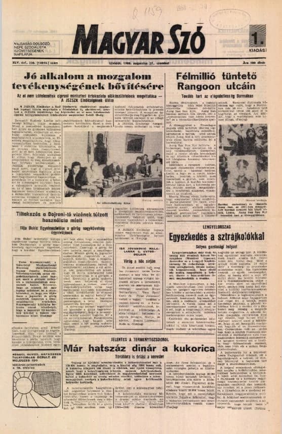 Magyar Szó, 45. évf. 1988. augusztus 27. 236. sz. 1–20. oldal