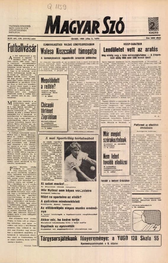 Magyar Szó, 46. évf. 1989. július 3. 179. sz. 1–20. oldal