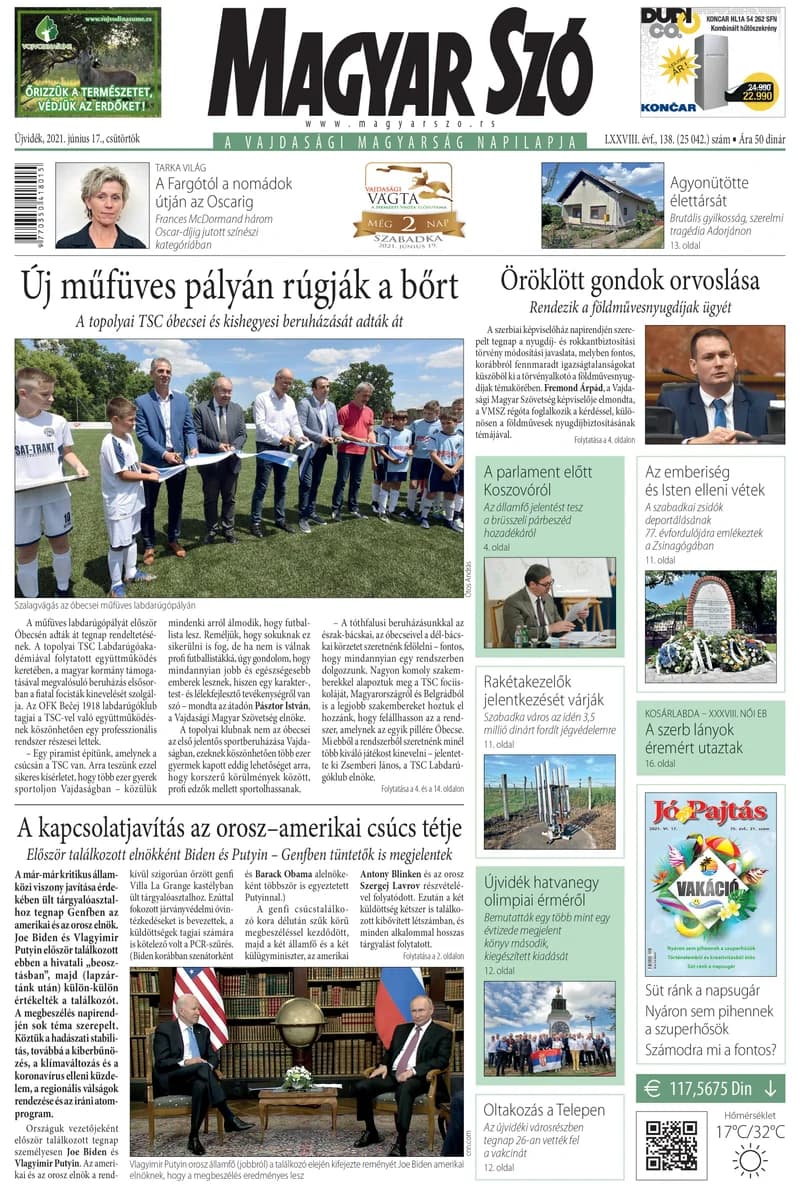 Magyar Szó, 78. évf. 2021. június 17. 138. sz. 1–20. oldal