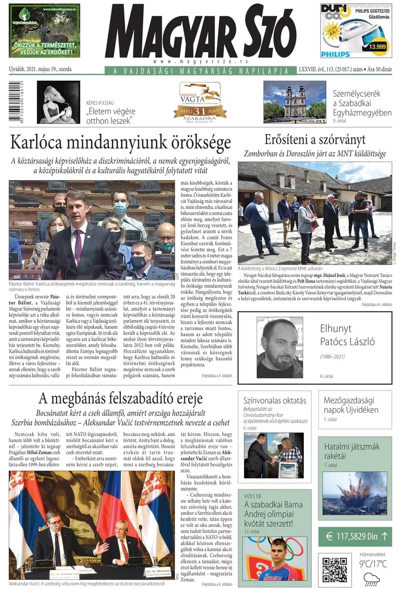 Magyar Szó, 78. évf. 2021. május 19. 113. sz. 1–16. oldal