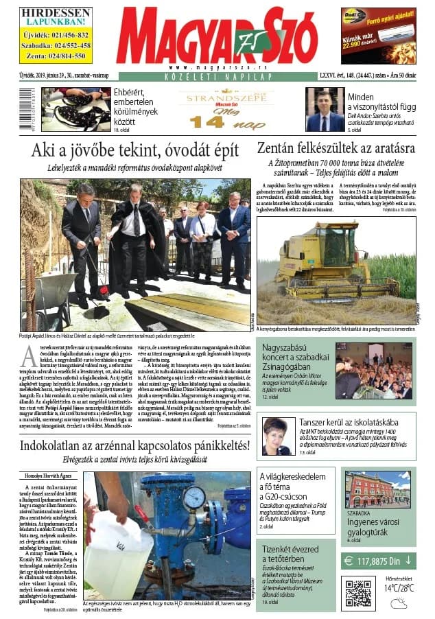 Magyar Szó, 76. évf. 2019. június 29. – 30. 148. sz.