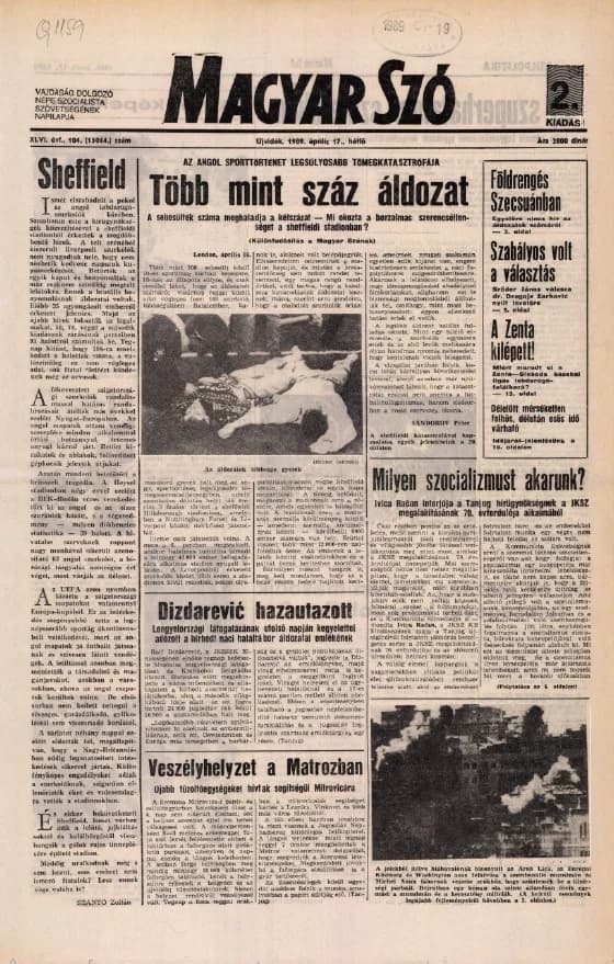 Magyar Szó, 46. évf. 1989. április 17. 104. sz. 1–20. oldal