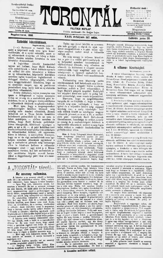 Torontál, 29. évf. 1900. június 28. 147. sz.