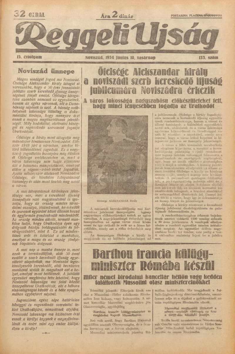 Reggeli Újság, 15. évf. 1934. június 10. 133. sz.