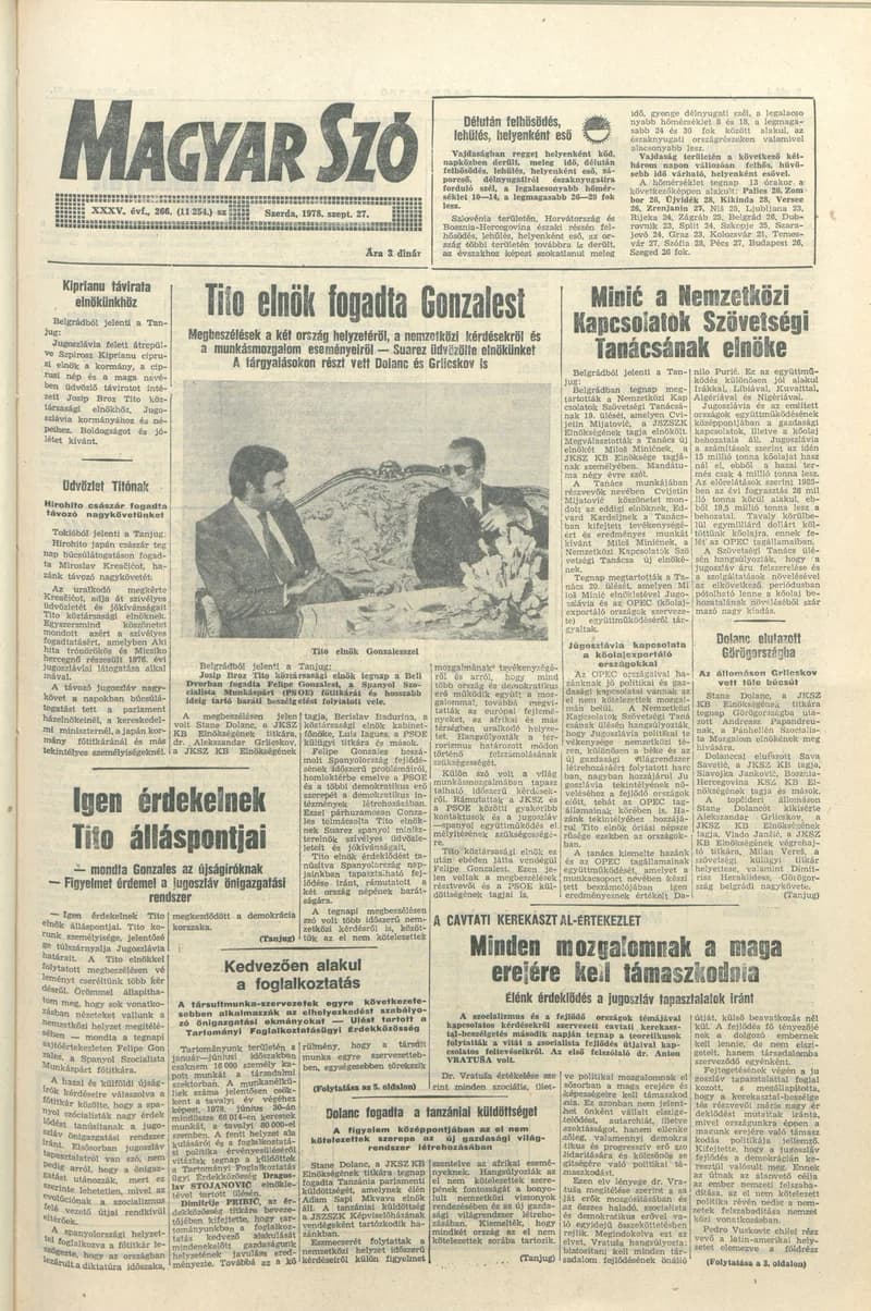 Magyar Szó, 35. évf. 1978. szeptember 27. 266. sz. 1–20. oldal