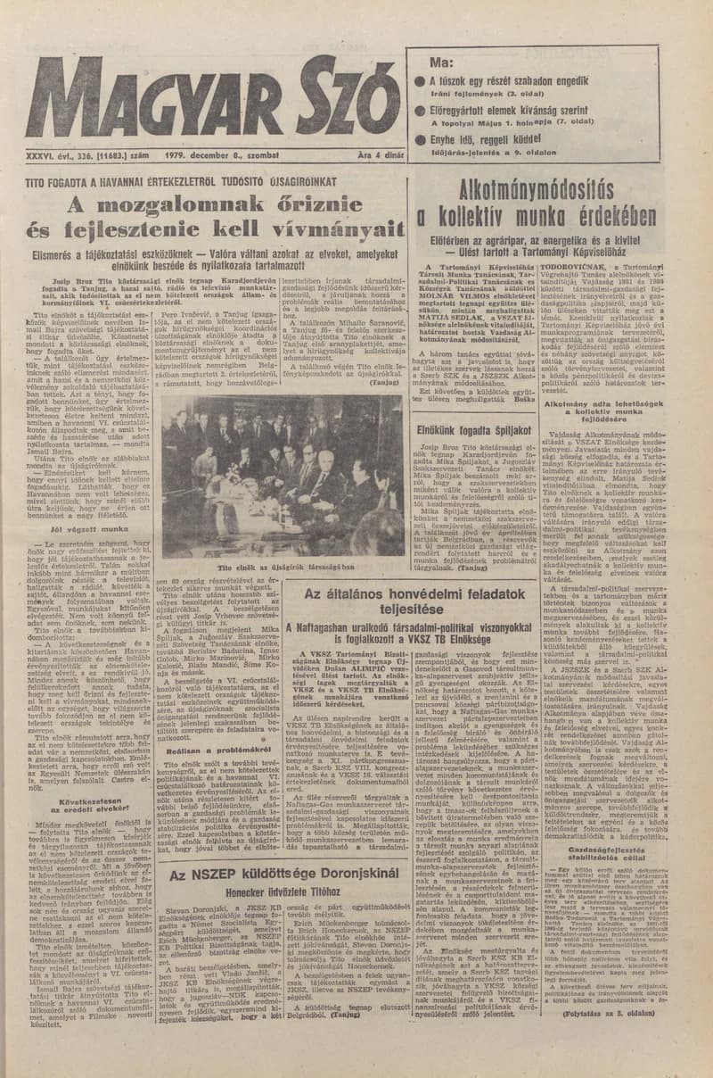 Magyar Szó, 36. évf. 1979. december 8. 336. sz. 1–26. oldal