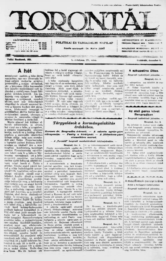 Torontál, 50. évf. 1921. december 8. 271. sz.