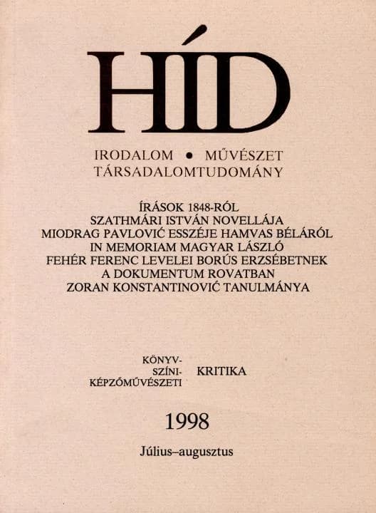 Híd, 62. évf. 1998. július – augusztus. 7–8. sz. 569–696. oldal