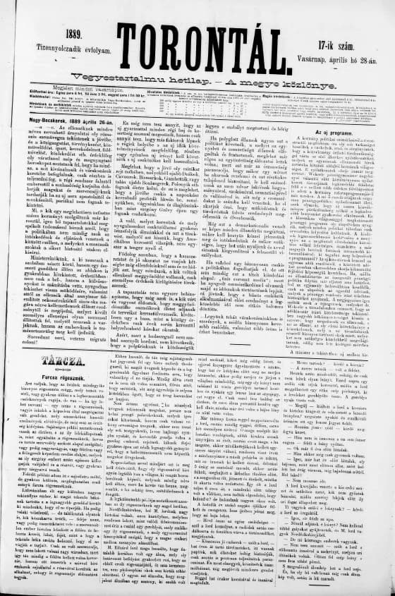 Torontál, 18. évf. 1889. április 28. 17. sz.