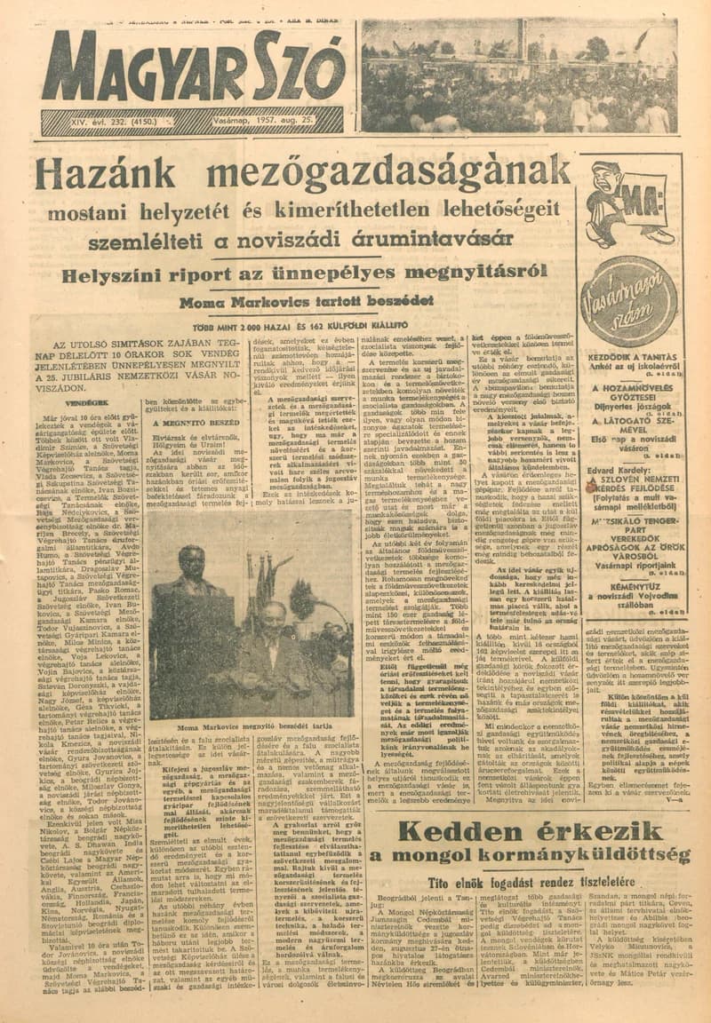 Magyar Szó, 14. évf. 1957. augusztus 25. 232. sz. 1–18. oldal