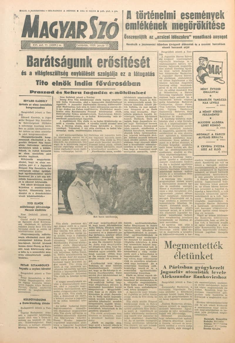 Magyar Szó, 16. évf. 1959. január 15. 11. sz. 1–16. oldal