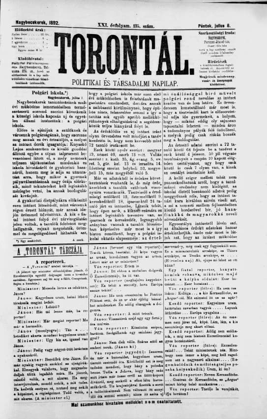 Torontál, 21. évf. 1892. július 8. 135. sz.