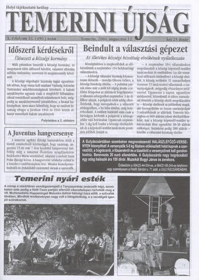 Temerini Újság, 10. évf. 2004. augusztus 12. 33. sz.