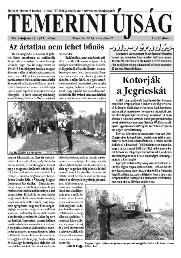 Temerini Újság, 19. évf. 2013. november 7. 45. sz.