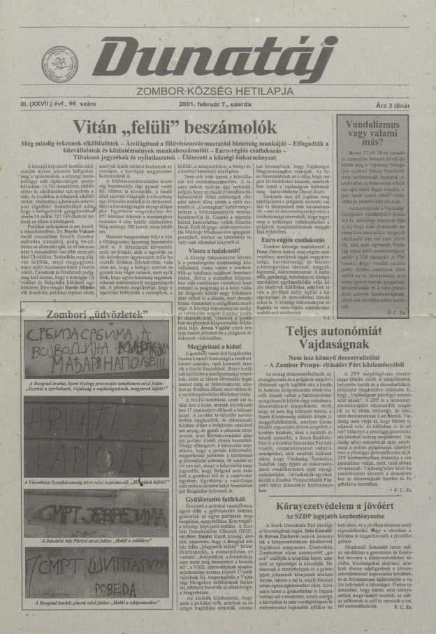 Dunatáj, 3. évf. 2001. február 7. 96. sz.