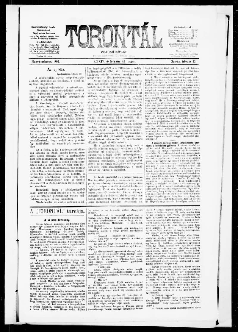 Torontál, 34. évf. 1905. február 22. 43. sz.