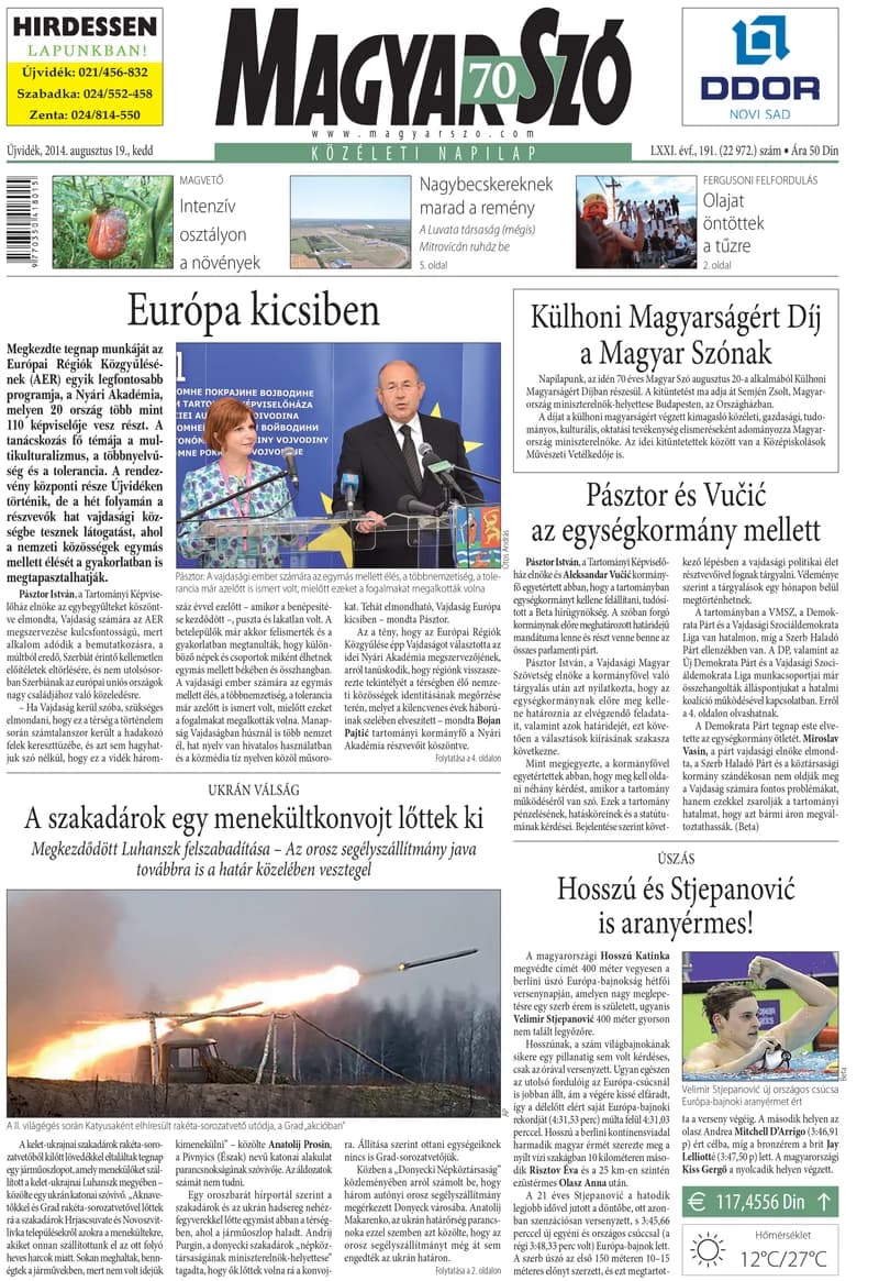 Magyar Szó, 71. évf. 2014. augusztus 19. 191. sz. 1–16. oldal