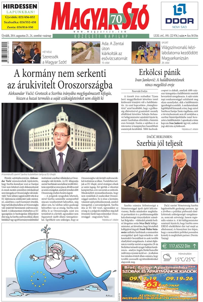 Magyar Szó, 71. évf. 2014. augusztus 23. – 24. 195. sz. 1–32. oldal