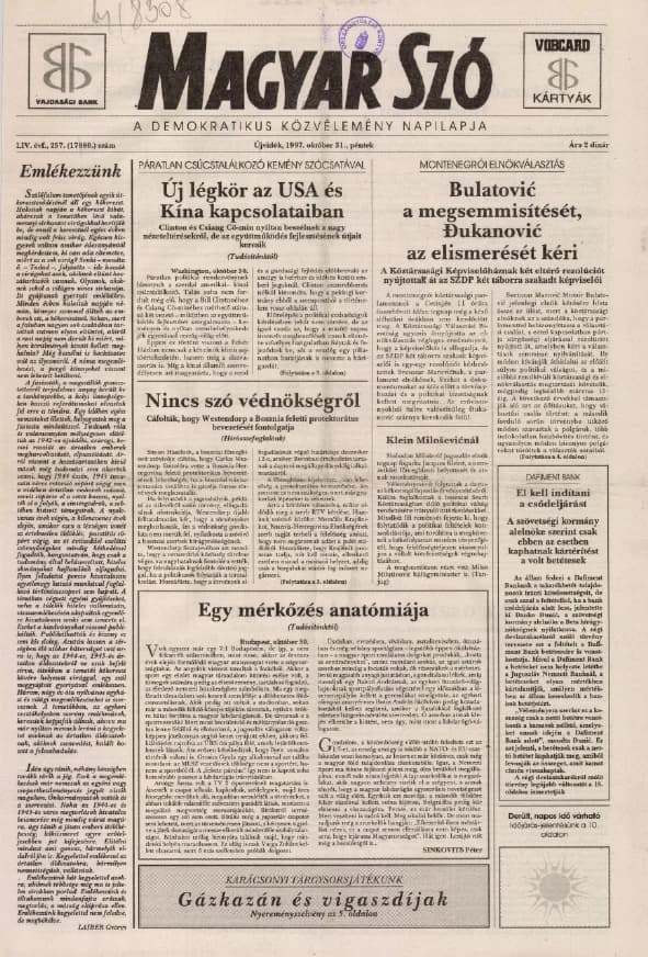 Magyar Szó, 54. évf. 1997. október 31. 257. sz. 1–16. oldal