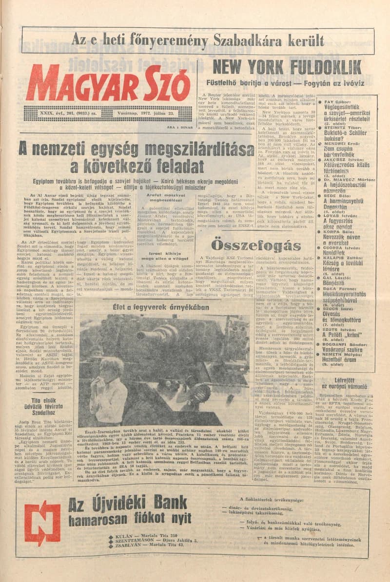 Magyar Szó, 29. évf. 1972. július 23. 201. sz. 1–28. oldal