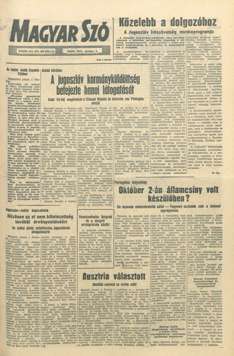 Magyar Szó, 32. évf. 1975. október 6. 275. sz.