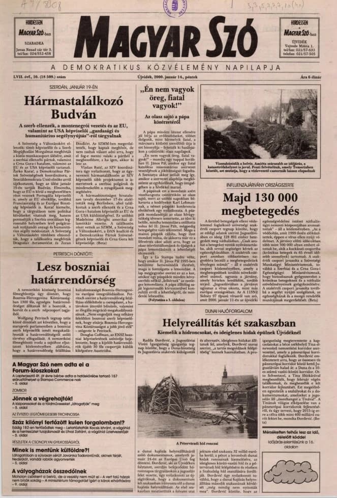 Magyar Szó, 57. évf. 2000. január 14. 10. sz. 1–16. oldal