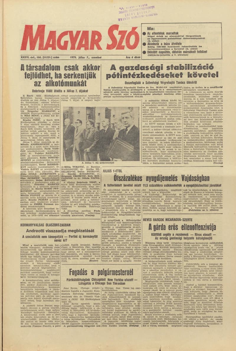Magyar Szó, 36. évf. 1979. július 7. 184. sz. 1–16. oldal