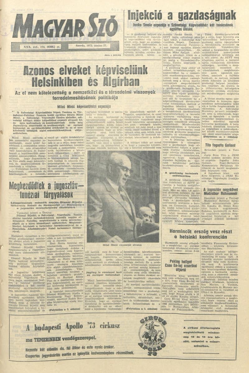 Magyar Szó, 30. évf. 1973. június 27. 174. sz. 1–20. oldal