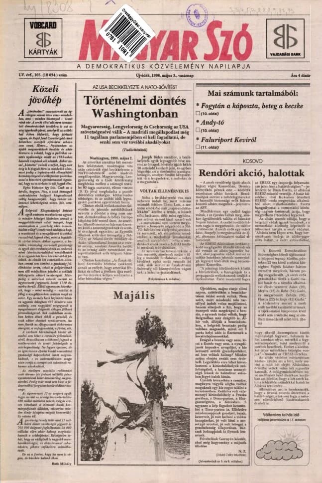 Magyar Szó, 55. évf. 1998. május 3. 105. sz. 1–24. oldal