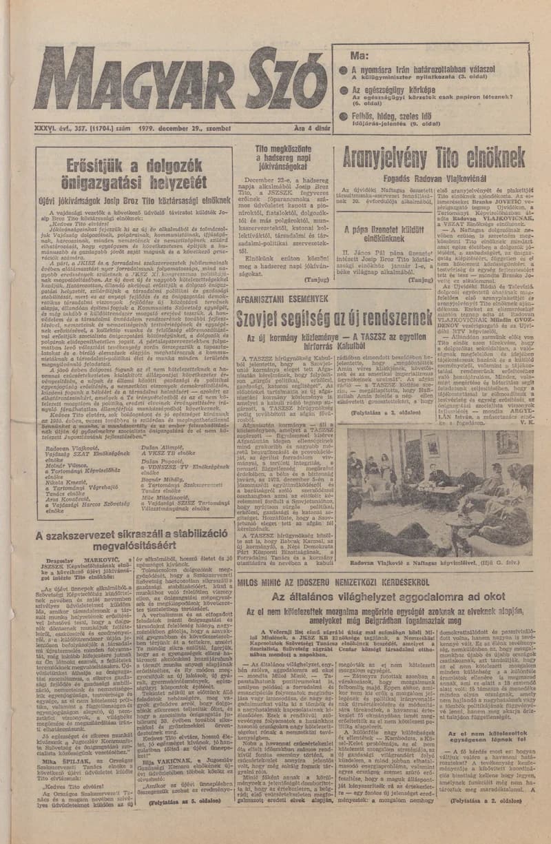 Magyar Szó, 36. évf. 1979. december 29. 357. sz. 1–20. oldal