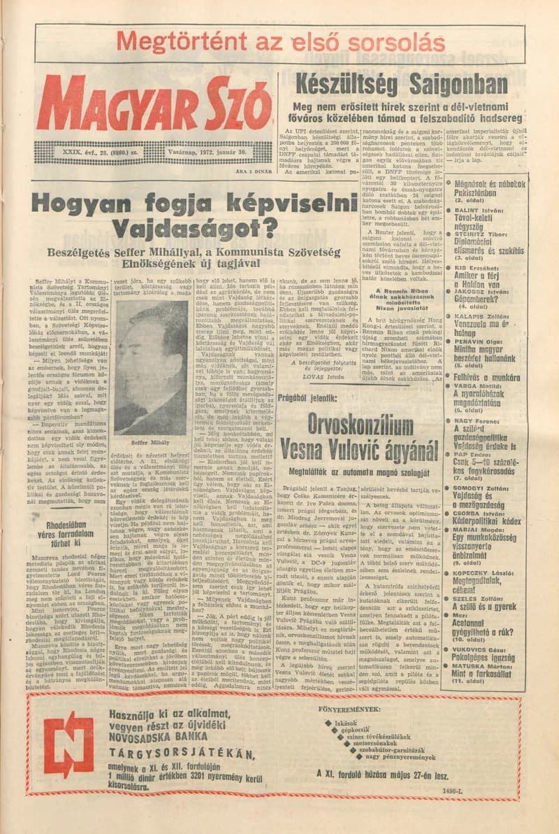 Magyar Szó, 29. évf. 1972. január 31. 29. sz. 1–8. oldal
