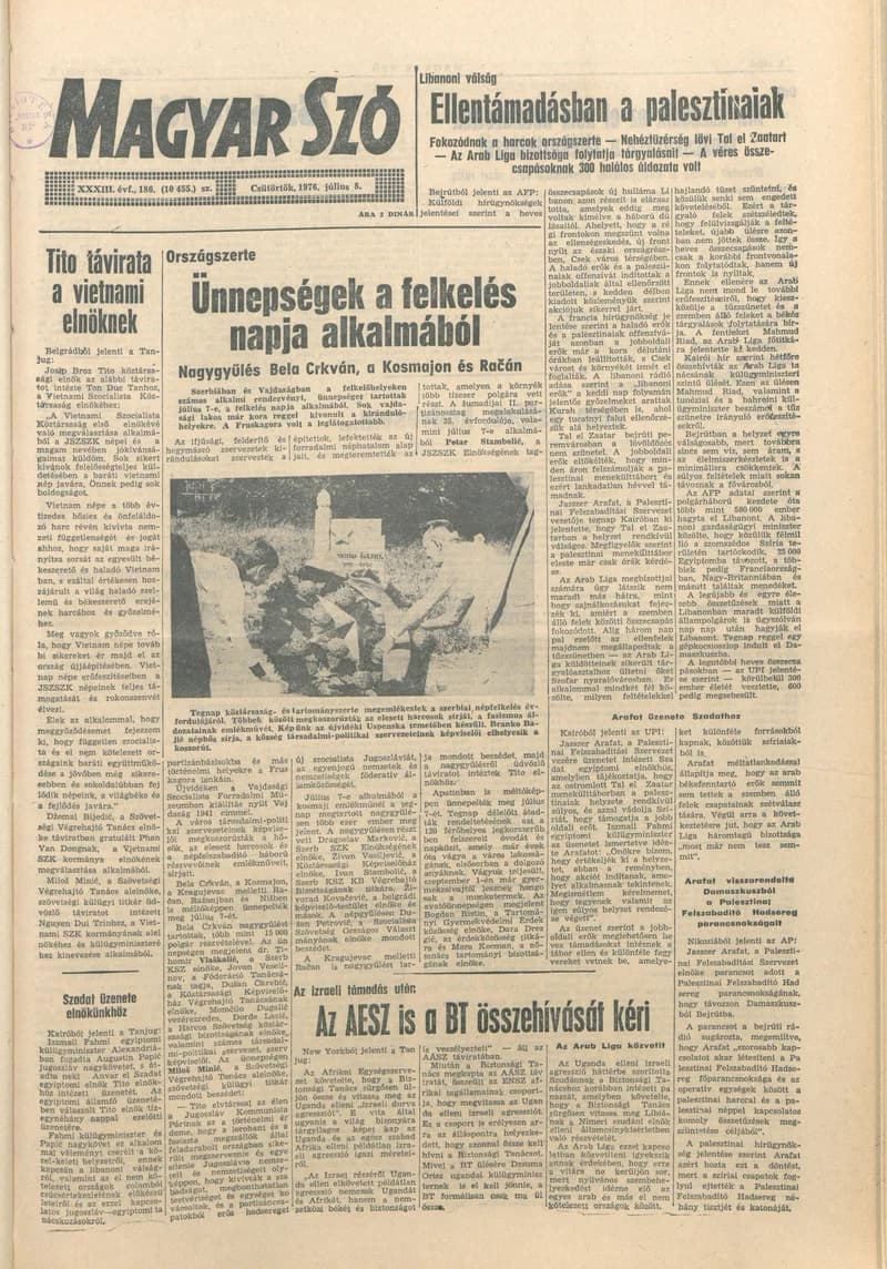 Magyar Szó, 33. évf. 1976. július 8. 186. sz. 1–16. oldal