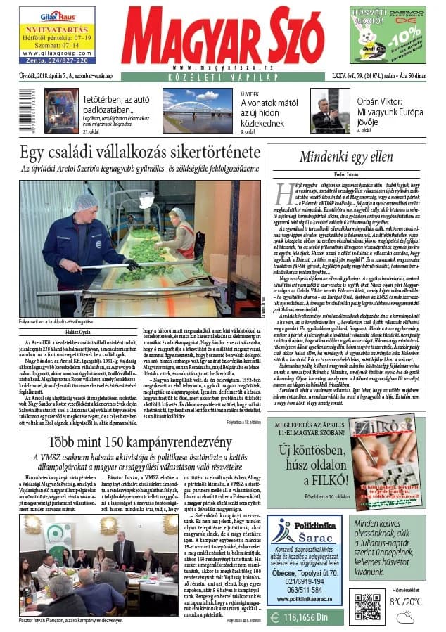 Magyar Szó, 75. évf. 2018. április 7. – 8. 79. sz. 1–44. oldal