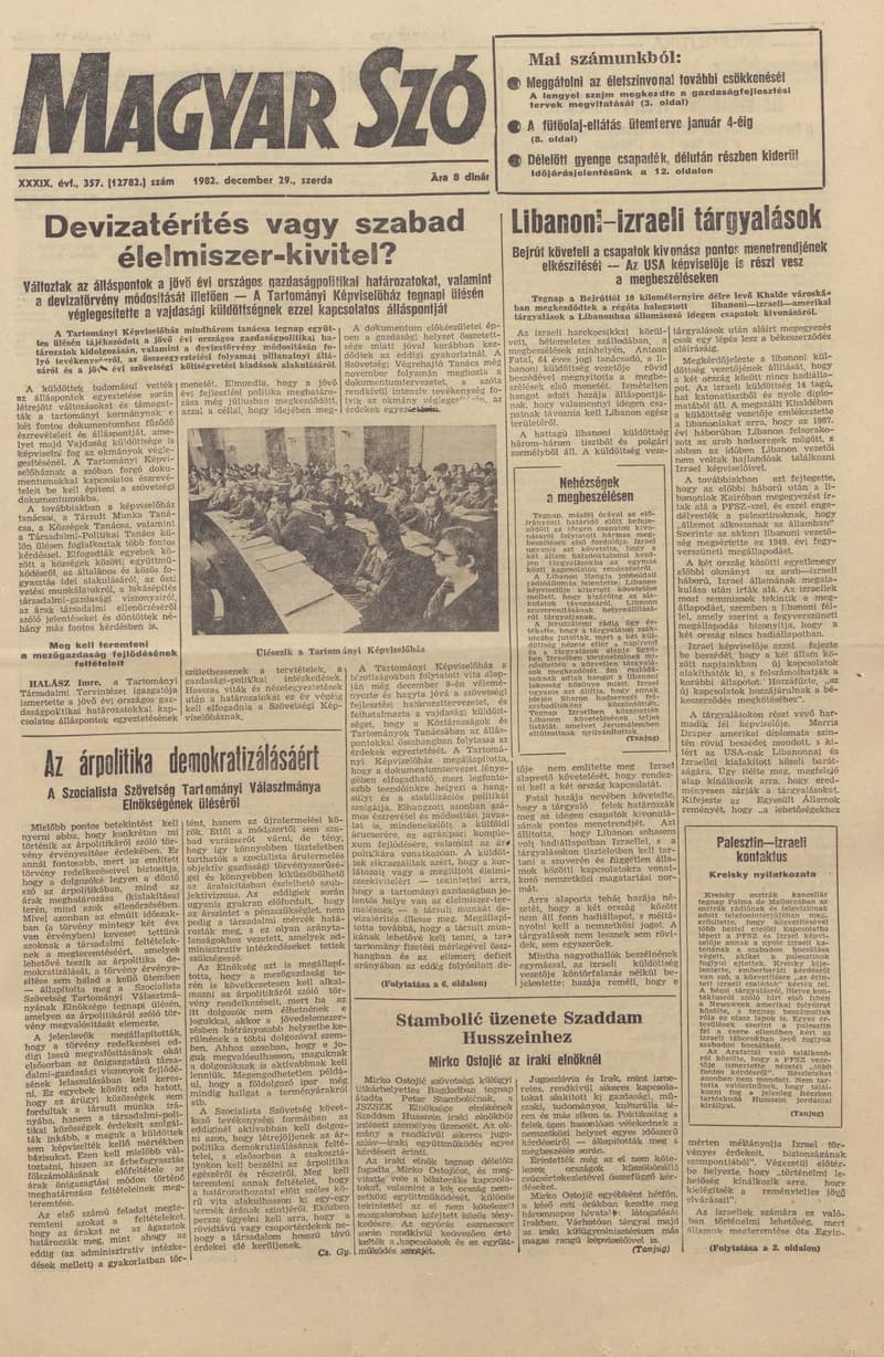 Magyar Szó, 39. évf. 1982. december 29. 357. sz. 1–24. oldal