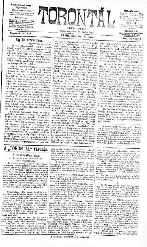 Torontál, 28. évf. 1899. augusztus 8. 180. sz.