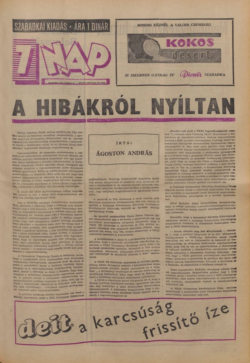 7 Nap, 27. évf. 1972. október 27. 43. sz. 1–28. oldal