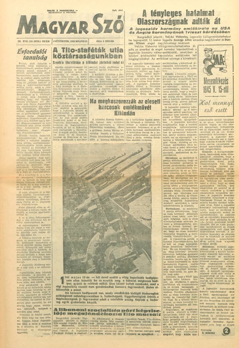 Magyar Szó, 9. évf. 1952. május 15. 84. sz. 1–8. oldal