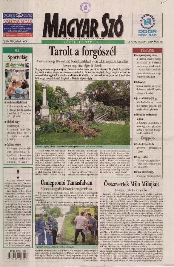 Magyar Szó, 66. évf. 2009. június 8. 130. sz. 1–16. oldal