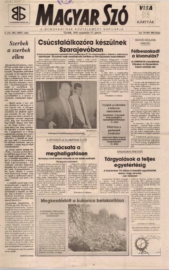 Magyar Szó, 50. évf. 1993. szeptember 17. 253. sz. 1–16. oldal