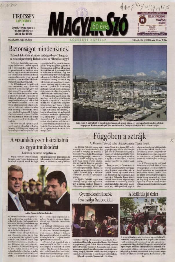 Magyar Szó, 61. évf. 2004. május 18. 114. sz. 1–20. oldal