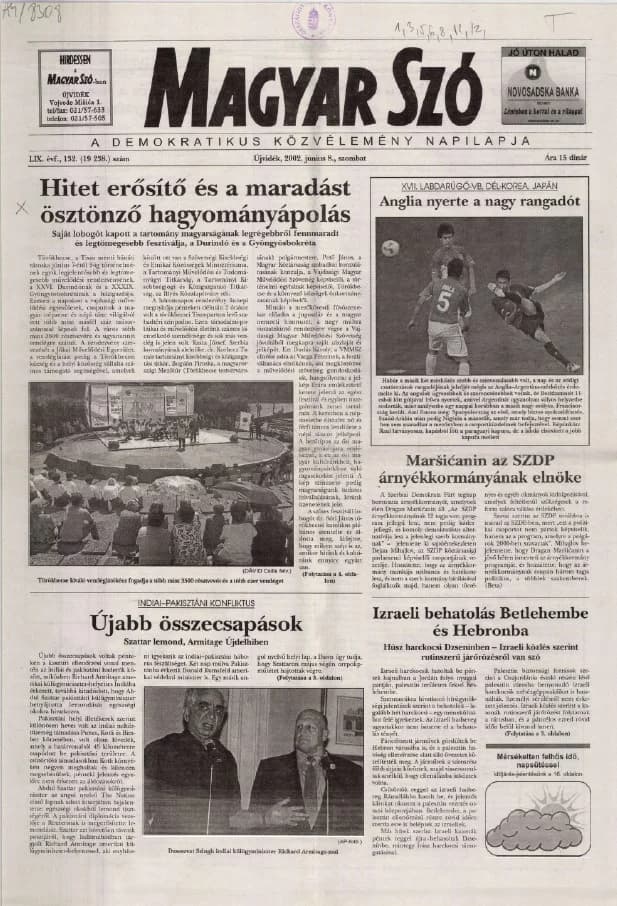 Magyar Szó, 59. évf. 2002. június 8. 132. sz. 1–16. oldal