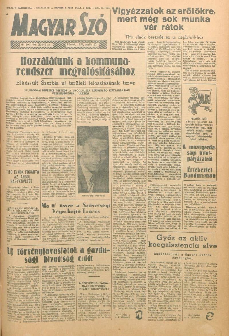 Magyar Szó, 12. évf. 1955. április 22. 110. sz. 1–8. oldal