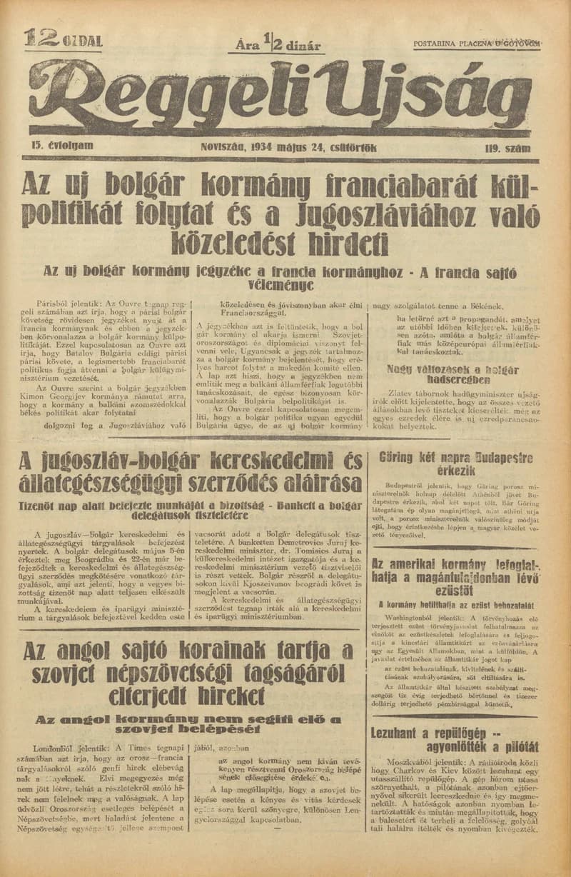 Reggeli Újság, 15. évf. 1934. május 24. 119. sz.