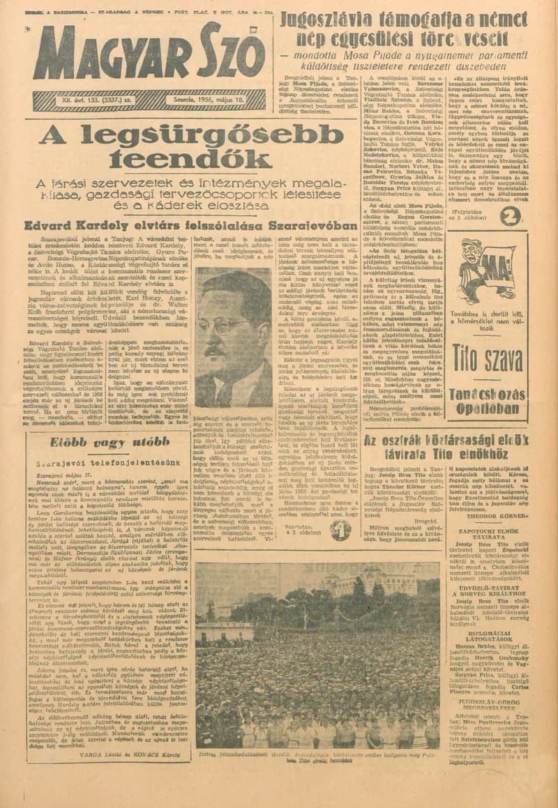 Magyar Szó, 12. évf. 1955. május 18. 133. sz. 1–8. oldal