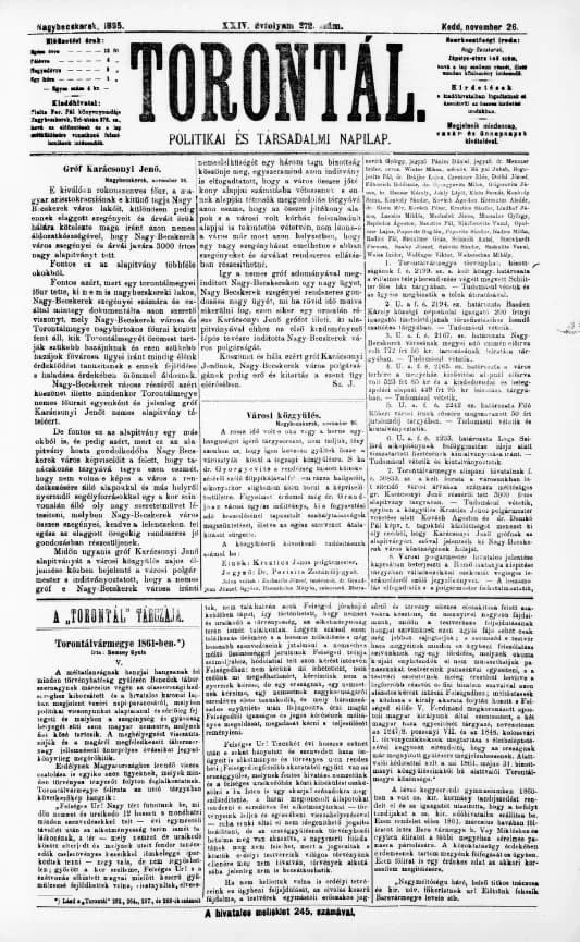 Torontál, 24. évf. 1895. november 26. 272. sz.