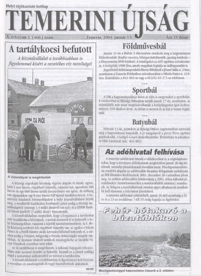 Temerini Újság, 10. évf. 2004. január 15. 3. sz.