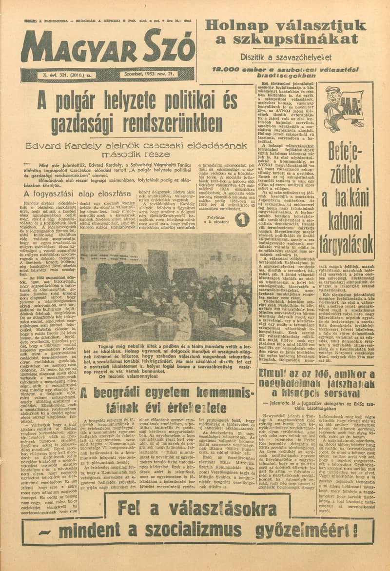 Magyar Szó, 10. évf. 1953. november 21. 321. sz. 1–8. oldal