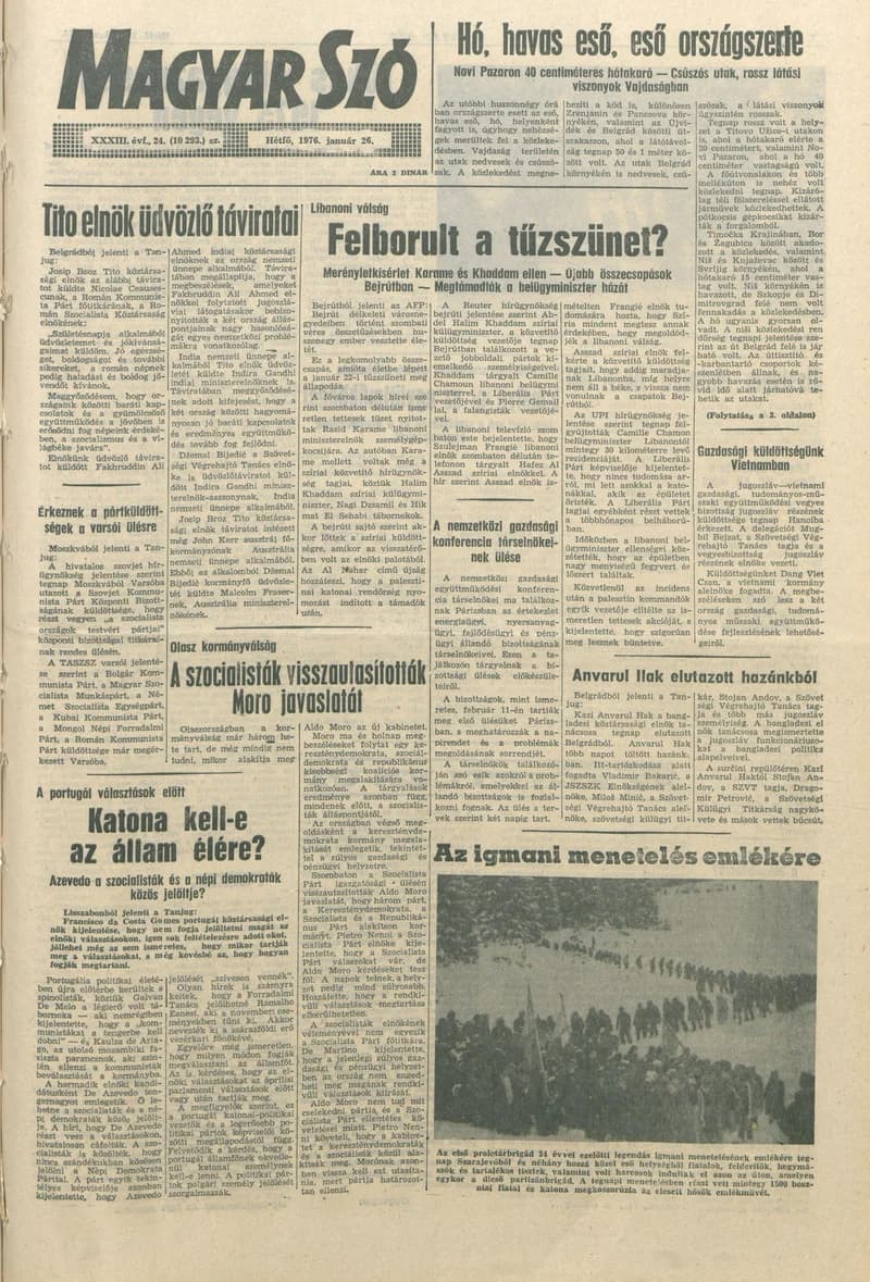 Magyar Szó, 33. évf. 1976. január 26. 24. sz. 1–8. oldal
