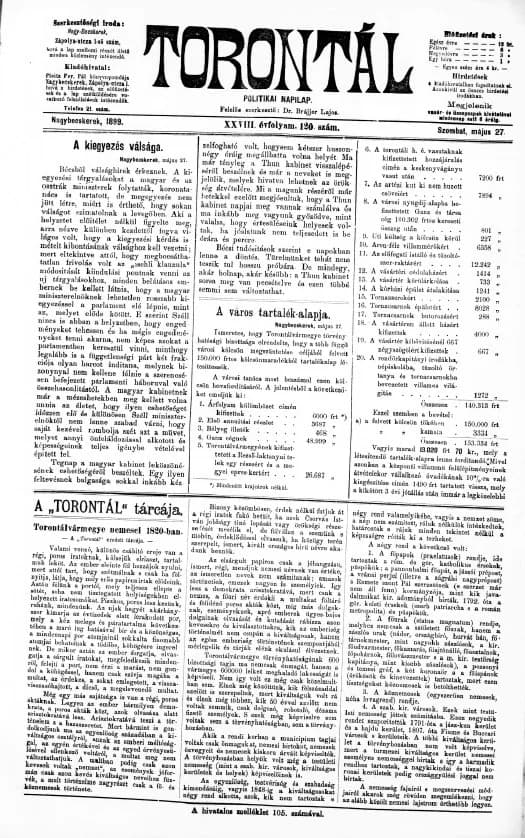 Torontál, 28. évf. 1899. május 27. 120. sz.
