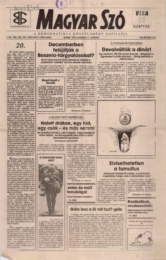Magyar Szó, 50. évf. 1993. november 11. 305–308. sz. 1–16. oldal